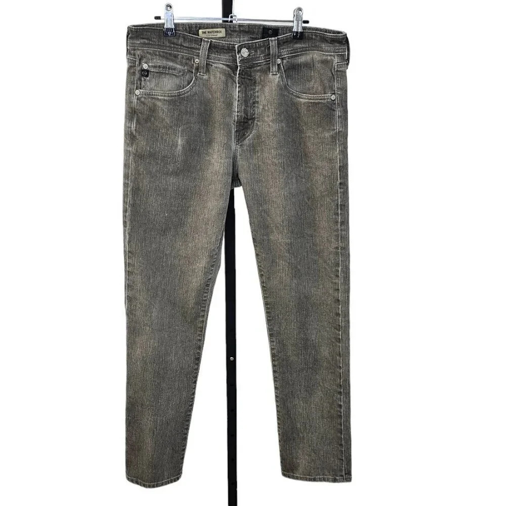 AG Adriano Goldschmied Mens Matchbox Slim Straight Jeans Size 33 Gray Wash